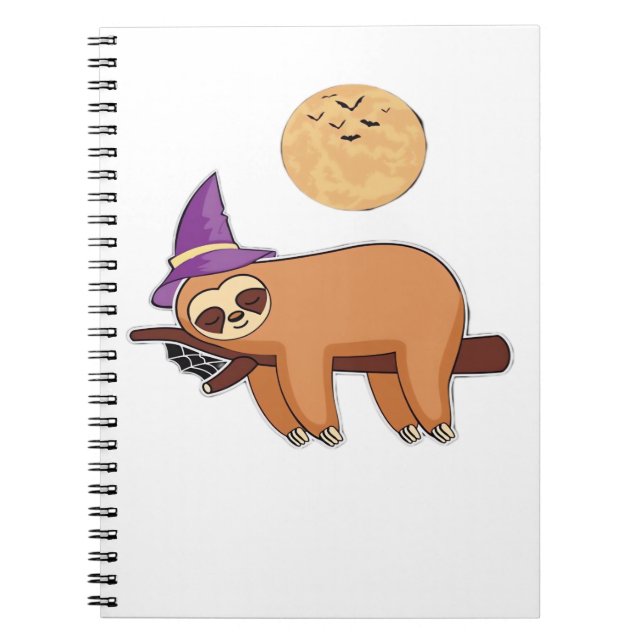 Carnet T-shirt Halloween sorcière Sloth Premium (Devant)