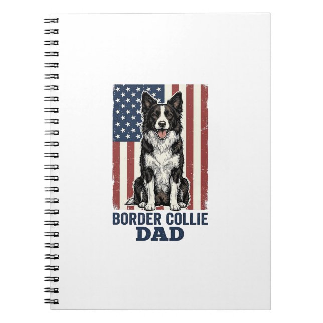 Carnet T-shirt vintage patriotique pour papa Border Colli (Devant)