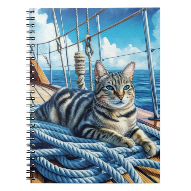 Carnet Tabby Chat Sur Les Cordes De Bateau (Devant)