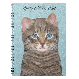 Carnet Tabby Gris Peinture Chat - Cute Original Art Chat