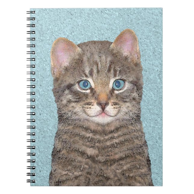 Carnet Tabby Gris Peinture Chat - Cute Original Art Chat (Devant)