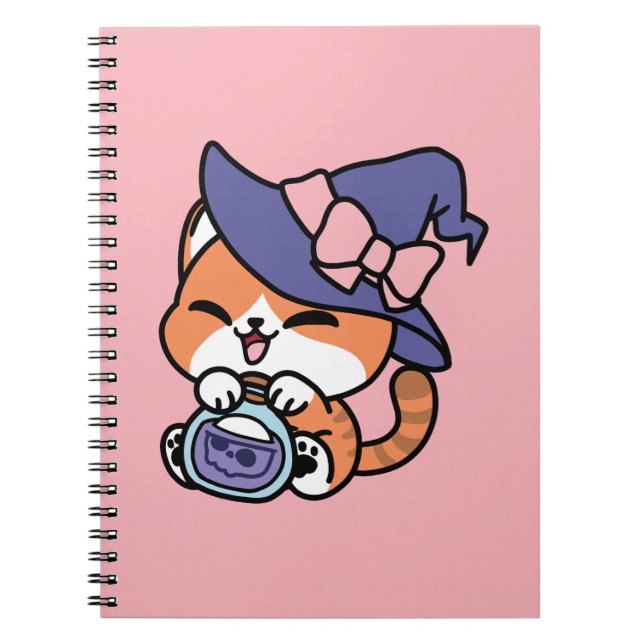 Carnet Tabby Witch Brew – Joli Design de Chat Halloween (Devant)