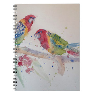 Carnet Tableau à l'aquarelle perroquet Rosella rouge