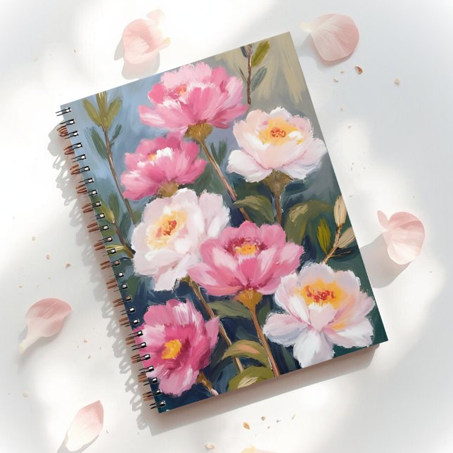 Carnet Tableau de bouquet de fleurs de pivoines roses (Créateur téléchargé)