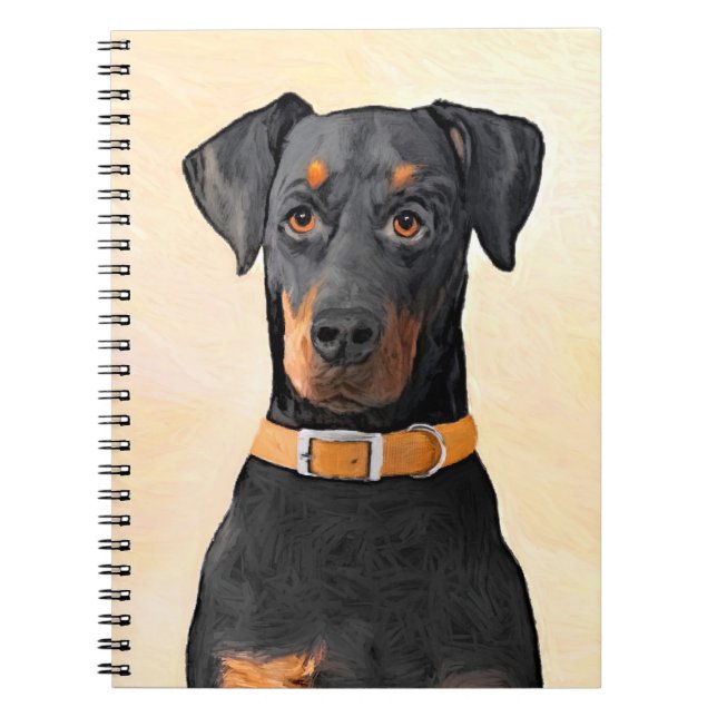 Carnet Tableau original d'un Doberman Pinscher aux oreill (Devant)