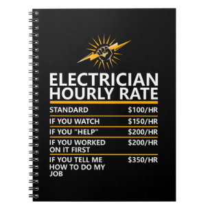 Carnet Tableau tarifaire horaire d'électricien drôle Cade