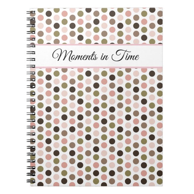 Carnet Taches de couleur olive rétro, rose et marron doux (Devant)