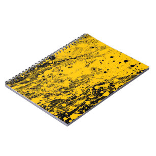 Carnet Taches de peinture noires et jaunes