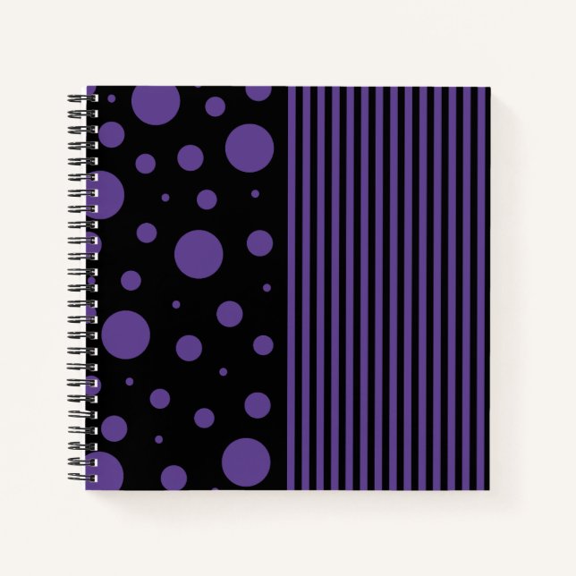 Carnet Taches et rayures en violet et noir (Devant)