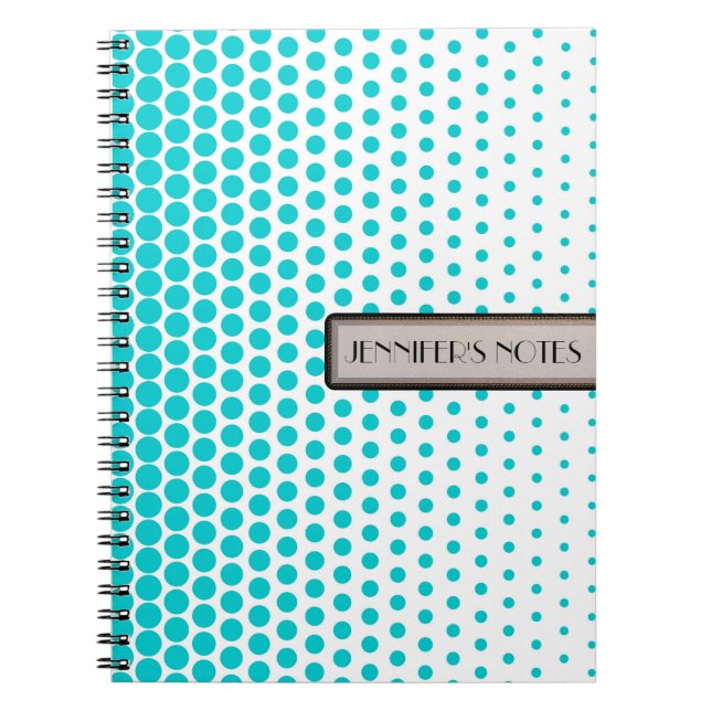 Carnet Taches turquoises élégantes modernes blanches (Devant)