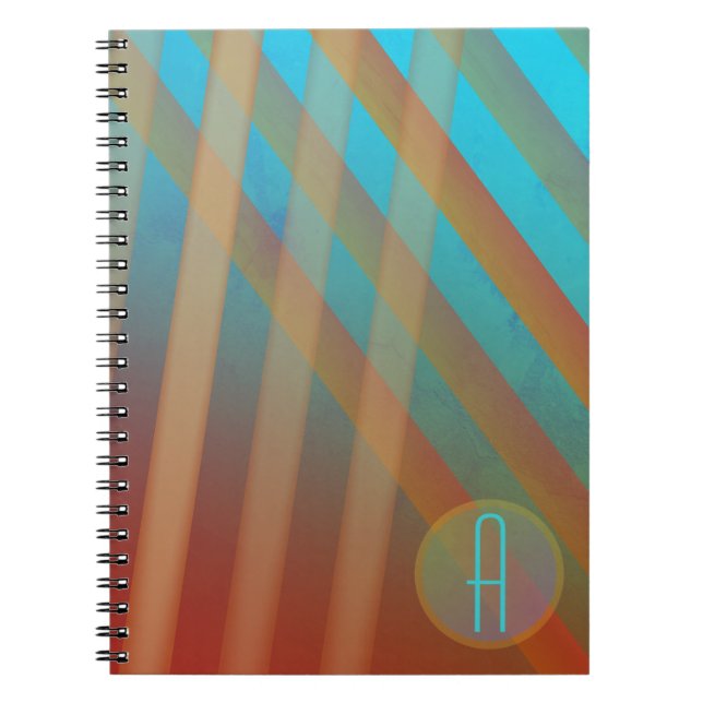 Carnet Tailles Abstraites/Monogramme/Turquoise et teintes (Devant)