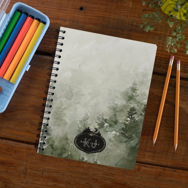 Carnet Tampon de la nature à monogramme | Nom personnalis (Créateur téléchargé)