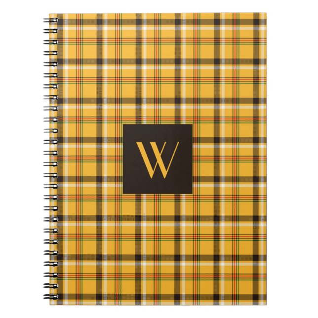 Carnet Tartan Brown Monogramme moderne (Devant)