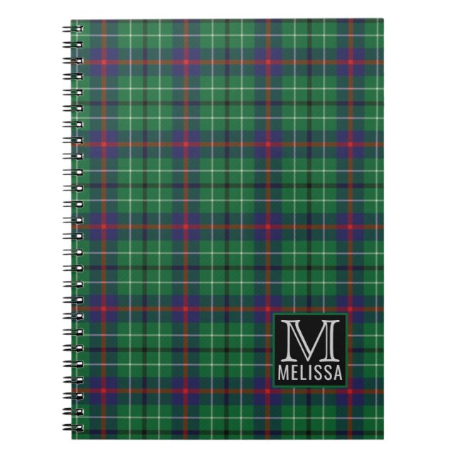 Carnet Tartan Clan Duncan Plaid Motif Nom du monogramme (Devant)