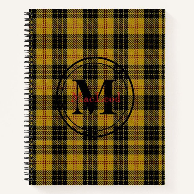 Carnet Tartan de Clan MacLeod écossais Monogramme/Nom (Devant)
