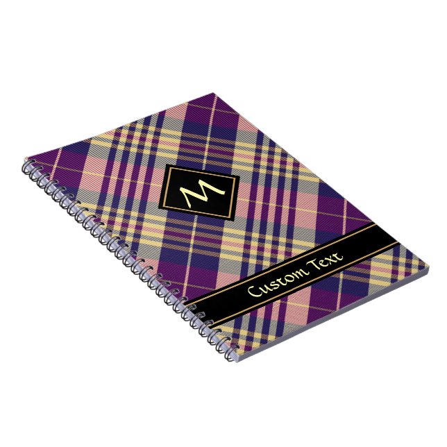Carnet Tartan mauve, or et bleu (Côté Droit)