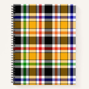 Carnet Tartan plaid jaune noir multicolore