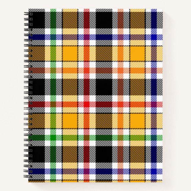 Carnet Tartan plaid jaune noir multicolore (Devant)