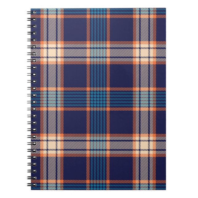 Carnet Tartan plaid, texture marine colorée. (Devant)