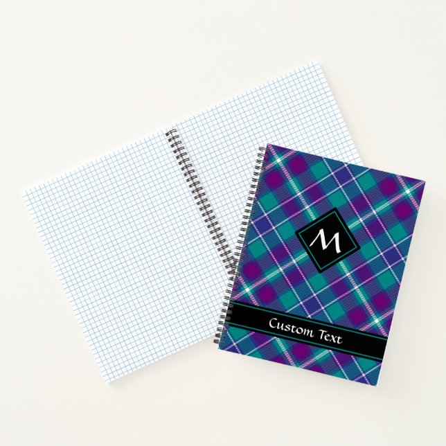 Carnet Tartan vert de mer, violet et bleu (Intérieur)