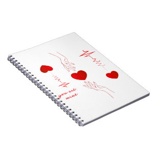 Carnet Tasse Amour Minimaliste Battement de Cœur et Mains