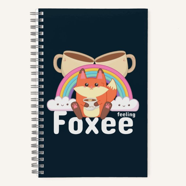 Carnet Tasse de café renard mignon Kawaii (Recto)