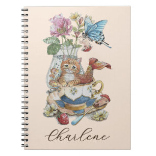 Carnet Tasse Florale Fantaisiste de Purrmaid à l'Aquarell