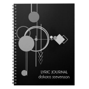 Carnet Tatos Art Déco Moderne Paroles en noir et gris