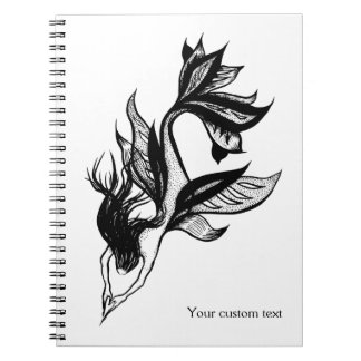 Carnet Tatouage de sirène Style d'encre noire blanche