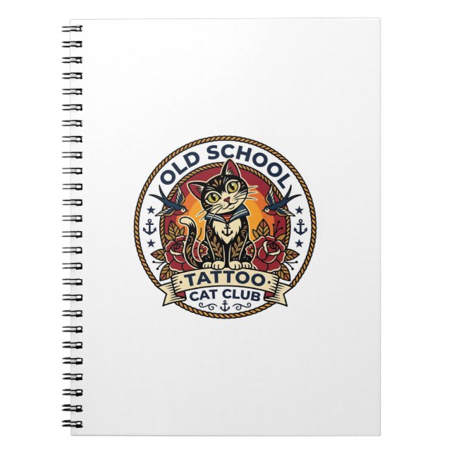 Carnet Tatouage École Ancienne Chat Mignon Kitty Design - (Devant)