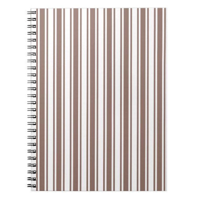 Carnet Taupe brun et blanc bonbons rayures (Devant)