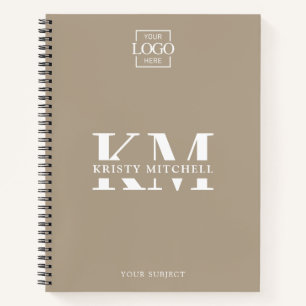 Carnet Taupe Entreprise Personnalisée Logo Monogrammé