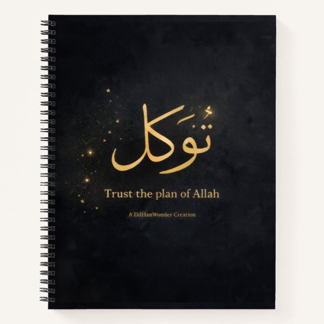 Carnet Tawakkul Gold Arabic Calligraphy – Trust the Plan  (Devant)