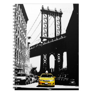 Carnet Taxi jaune Brooklyn Bridge New York City Pop Art