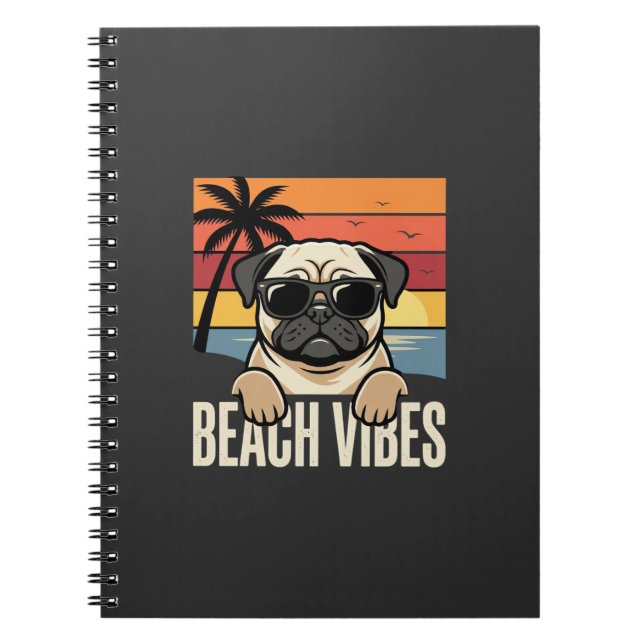 Carnet Tchiens de Pug ambiance de plage Coucher de soleil (Devant)