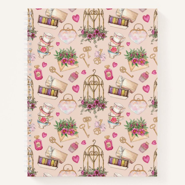 Carnet Tea Party Blush moderne (Devant)