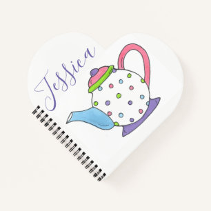 Carnet Tea Pot Tea Pot Pot Polka Personnalisé Heure