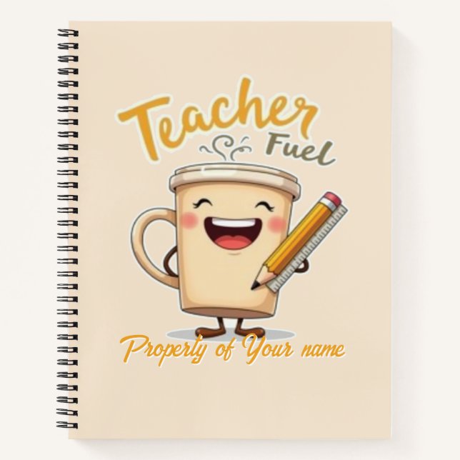 Carnet Teacher Carburant Funny Coffee Cup Design (Devant)