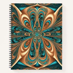 Carnet Teal & Bronze Luxe Bloom   Spirale Fractale Abstra