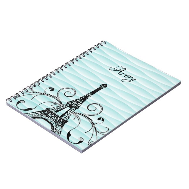 Carnet Teal Eiffel Tower Flourish Notebook (Côté gauche)