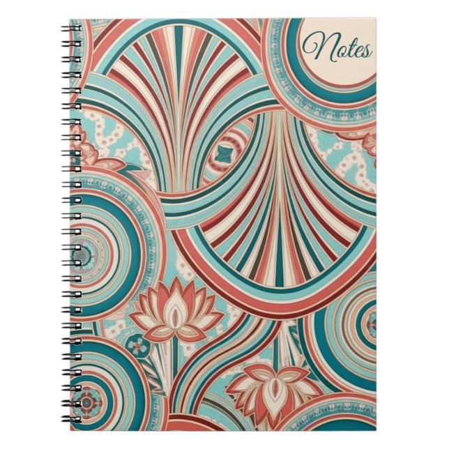 Carnet Teal et Coral Nouveau Flow  (Devant)