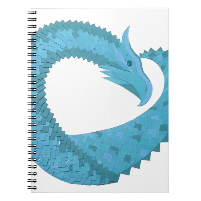 Carnet Teal heart dragon on white (Devant)