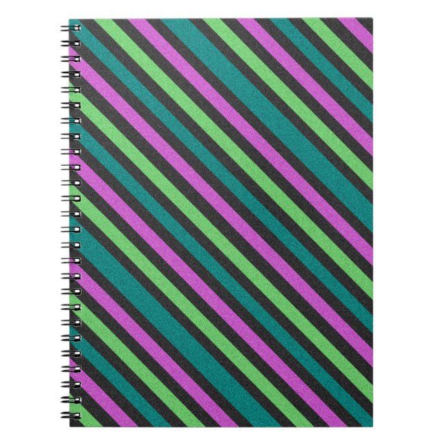Carnet Teal, Lime Green, Hot Pink Paillettes Rayé STaylor (Devant)