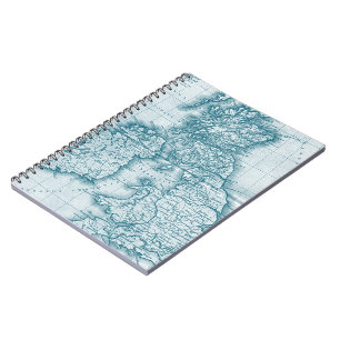 Carnet Teal Old World Antique Map Notebook