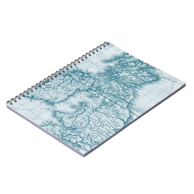 Carnet Teal Old World Antique Map Notebook (Côté gauche)
