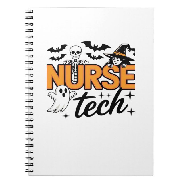 Carnet Tech infirmière - Halloween - avec squelette, sorc (Devant)