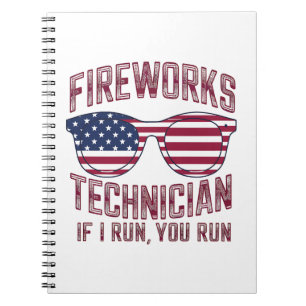 Carnet Technicien de feux d'artifice 4 juillet drôle Fran