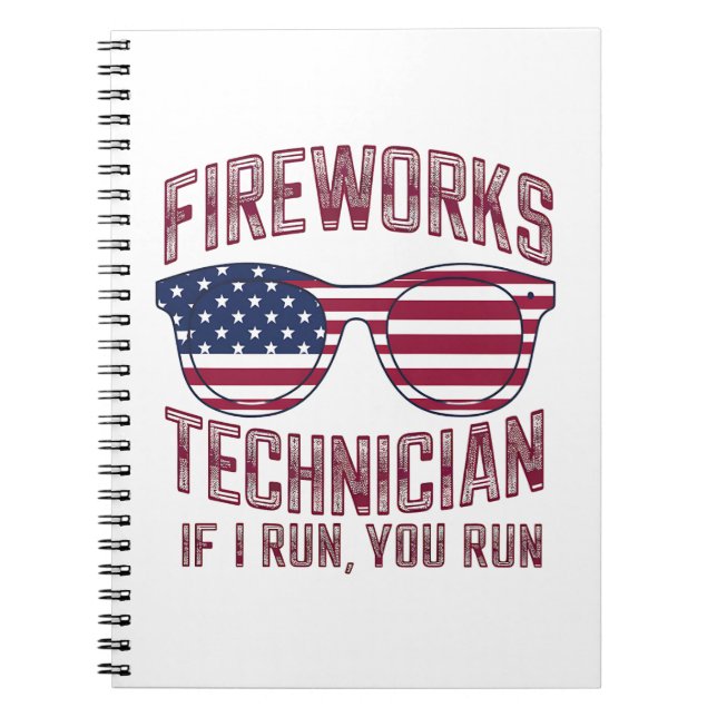 Carnet Technicien de feux d'artifice 4 juillet drôle Fran (Devant)
