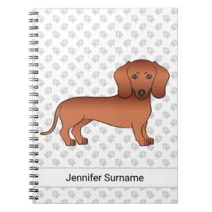 Carnet Teckels à poil court rouge Chien de dessin animé m