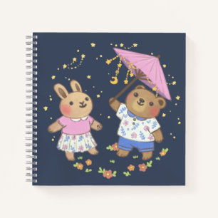 Carnet Teddy Bear et Bunny under the Stars Illustration